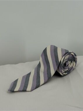 Daniel Cremieux Lavender, Gray and Cream Striped Tie
